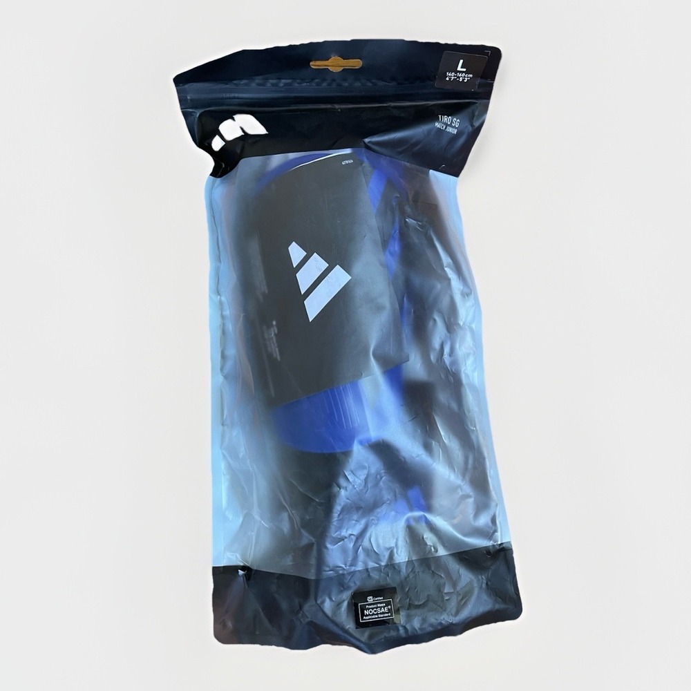 adidas Youth Large Tiro SG Match Shin Guards Black Blue New in Bag 4.7"-5.3"